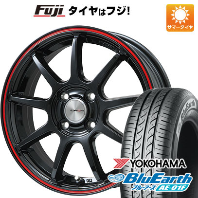 【新品国産車用4穴100】 夏タイヤ ホイール4本セット 185/65R15 ヨコハマ ブルーアース AE-01F レアマイスター LMスポーツ LM-QR グロスブラック/レッドライン 6J 15インチ(送料無料)｜フジコーポレーション