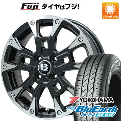 【新品 軽自動車】ソリオ ハスラー 夏タイヤ ホイール4本セット 165/70R14 ヨコハマ ブルーアース AE-01F ビッグウエイ B-LUGNAS BRD(ブラックポリッシュ/ブラッククリア) 4.5J 14インチ(送料無料)