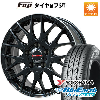 【新品国産車用5穴114.3】 夏タイヤ ホイール4本セット 195/60R16 ヨコハマ ブルーアース AE-01F ビッグウエイ レイシーン プラバ9MJrII グロスブラック/リムポリッシュ 6.5J 16インチ(送料無料)
