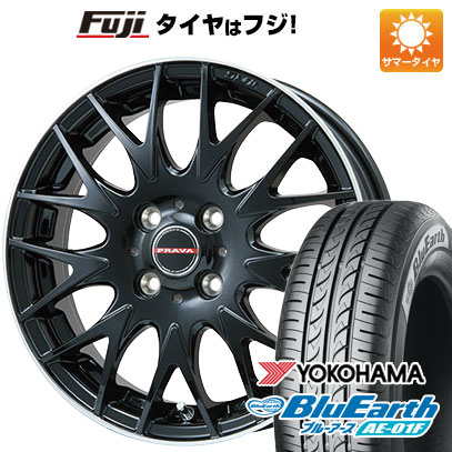 【新品国産車用4穴100】 夏タイヤ ホイール4本セット 185/60R15 ヨコハマ ブルーアース AE-01F ビッグウエイ レイシーン プラバ9MJrII グロスブラック/リムポリッシュ 6J 15インチ(送料無料)
