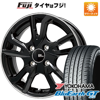 【新品国産車用4穴100】 夏タイヤ ホイール4本セット 185/65R14 ヨコハマ ブルーアース GT AE51 ブランドルライン レツィオ ブラックリムポリッシュ 5.5J 14インチ(送料無料)
