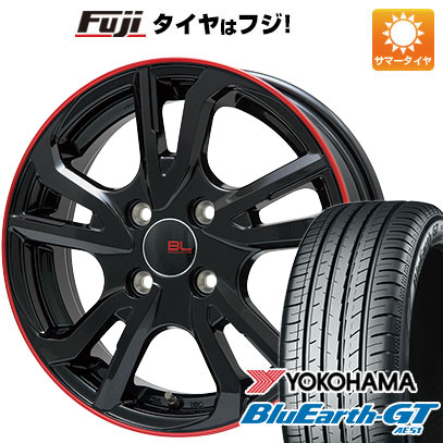 【新品国産車用4穴100】 夏タイヤ ホイール4本セット 185/65R14 ヨコハマ ブルーアース GT AE51 ブランドルライン レツィオ グロスブラック/レッドリム 5.5J 14インチ(送料無料) 45,180円