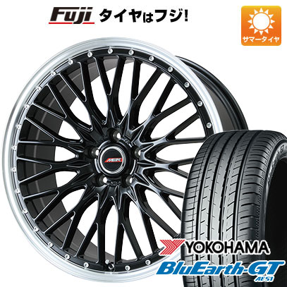 【新品国産車用5穴114.3】 夏タイヤ ホイール4本セット 225/45R18 ヨコハマ ブルーアース GT AE51 プレミックス MER PROMESH グロスブラック/リムポリッシュ 7.5J 18インチ(送料無料)|フジコーポレーション