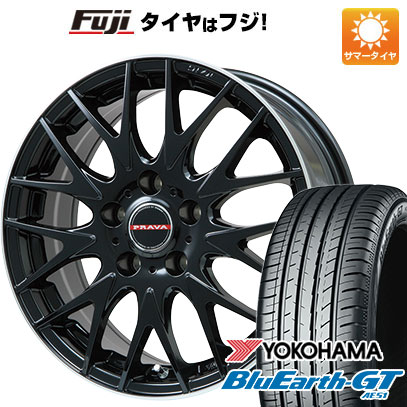 【新品国産車用5穴114.3】 夏タイヤ ホイール4本セット 215/60R16 ヨコハマ ブルーアース GT AE51 ビッグウエイ レイシーン プラバ9MJrII グロスブラック/リムポリッシュ 6.5J 16インチ(送料無料)