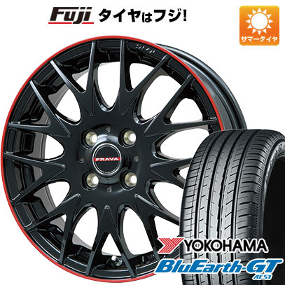 【新品】フリード 5穴/114 夏タイヤ ホイール4本セット 185/65R15 ヨコハマ ブルーアース GT AE51 ビッグウエイ レイシーン プラバ9MJrII グロスブラック/レッドリム 6J 15インチ(送料無料)｜フジコーポレーション 56,100円