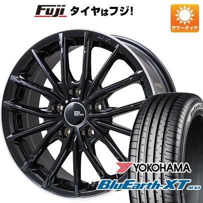 【新品国産車用5穴114.3】 夏タイヤ ホイール4本セット 215/50R18 ヨコハマ ブルーアース XT AE61 ブランドルライン DF-10M グロスブラック/リムポリッシュ 7.5J 18インチ(送料無料)