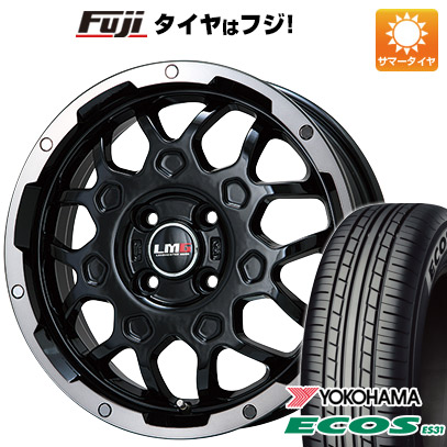 日本製【新品 軽自動車】 夏タイヤ ホイール4本セット 165/55R14 ヨコハマ エコス ES31 レアマイスター LMG MS-9W ブラック/ブラッククリアリム 4.5J 14インチ(送料無料)
