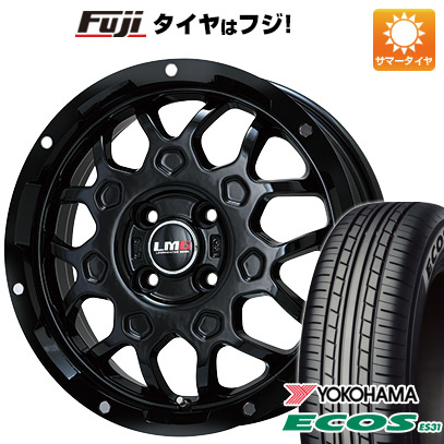日本製【新品 軽自動車】 夏タイヤ ホイール4本セット 165/55R14 ヨコハマ エコス ES31 レアマイスター LMG MS-9W グロスブラック 4.5J 14インチ(送料無料)