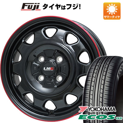 日本製【新品 軽自動車】N-BOX タント スペーシア 夏タイヤ ホイール4本セット 165/55R15 ヨコハマ エコス ES31 レアマイスター LMG OFF-STYLE(グロスブラック/レッドリム) 4.5J 15インチ(送料無料)|フジコーポレーション