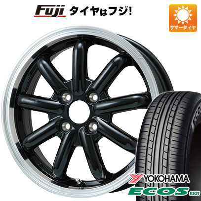 日本製【新品 軽自動車】 夏タイヤ ホイール4本セット 165/55R14 ヨコハマ エコス ES31 ブランドルライン ストレンジャーKST-9改 ブラック/リムポリッシュ 4.5J 14インチ(送料無料)|フジコーポレーション