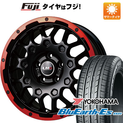 【新品国産車用5穴114.3】 夏タイヤ ホイール4本セット 225/50R18 ヨコハマ ブルーアース ES32 レアマイスター LMG MS-9W マットブラックレッドリム 7.5J 18インチ(送料無料)