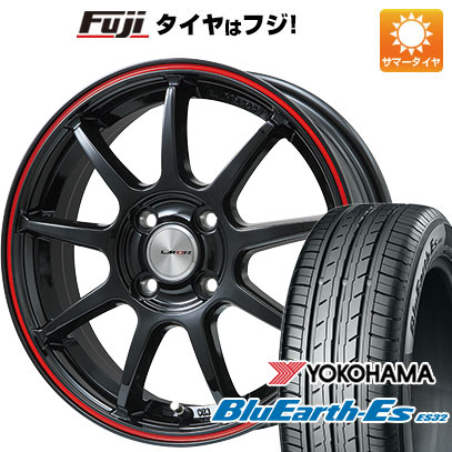 【新品国産車用4穴100】 夏タイヤ ホイール4本セット 185/55R15 ヨコハマ ブルーアース ES32 レアマイスター LMスポーツ LM-QR グロスブラック/レッドライン 6J 15インチ(送料無料)|フジコーポレーション