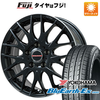 【新品国産車用5穴114.3】 夏タイヤ ホイール4本セット 215/60R16 ヨコハマ ブルーアース ES32 ビッグウエイ レイシーン プラバ9MJrII グロスブラック/リムポリッシュ 6.5J 16インチ(送料無料)｜フジコーポレーション