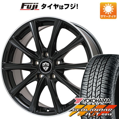 【新品国産車用5穴114.3】 夏タイヤ ホイール4本セット 225/65R17 ヨコハマ ジオランダー A/T G015 OWL/RBL エルベ エステローザ MZV ブラックリムポリッシュ 7J 17インチ(送料無料)｜フジコーポレーション