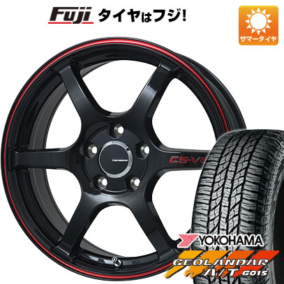 【新品国産車用5穴100】 夏タイヤ ホイール4本セット 225/60R17 ヨコハマ ジオランダー A/T G015 OWL/RBL レアマイスター CS-V6(グロスブラック/レッドライン) 7J 17インチ(送料無料)