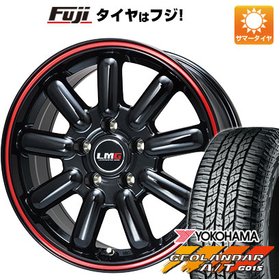 【新品国産車用5穴114.3】 夏タイヤ ホイール4本セット 225/65R17 ヨコハマ ジオランダー A/T G015 OWL/RBL レアマイスター LMG MOS-9(グロスブラック/レッドライン) 7J 17インチ(送料無料)