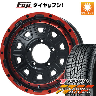 【新品】ジムニー 夏タイヤ ホイール4本セット 185/85R16 ヨコハマ ジオランダー A/T G015 WL/RBL レアマイスター LMG DS-10 マットブラック/レッドリム 5.5J 16インチ(送料無料)
