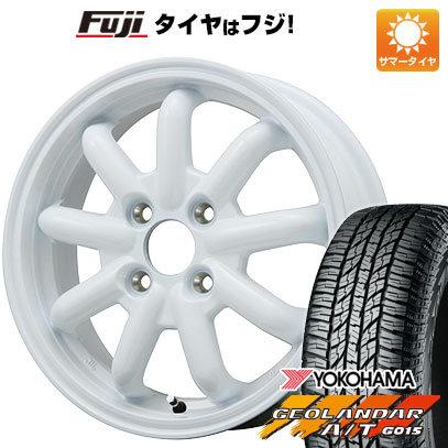 【新品 軽自動車】N-BOX タント スペーシア 夏タイヤ ホイール4本セット 165/55R15 ヨコハマ ジオランダー A/T G015 RBL ブランドルライン ストレンジャーKST-9改 ホワイト 4.5J 15インチ(送料無料)｜フジコーポレーション
