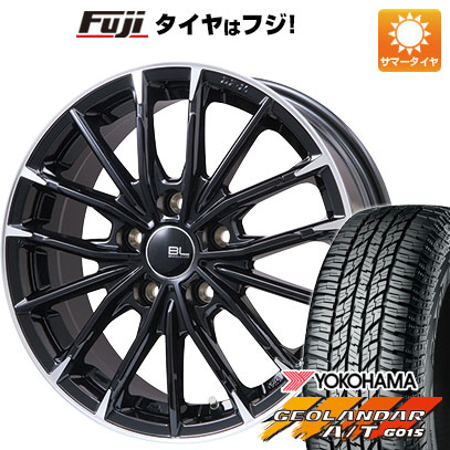 【新品国産車用5穴114.3】 夏タイヤ ホイール4本セット 225/60R17 ヨコハマ ジオランダー A/T G015 OWL/RBL ブランドルライン DF-10M グロスブラック/カットスポーク 7J 17インチ(送料無料)