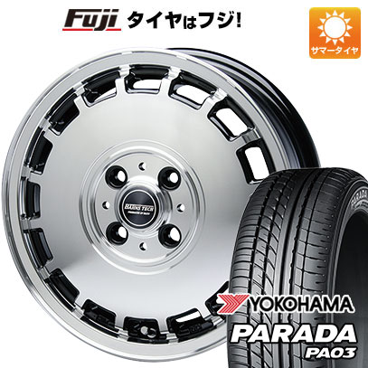【新品 軽自動車】 夏タイヤ ホイール4本セット 165/55R14 ヨコハマ PARADA PA03 ブラックレター ブレスト バーンズテック KTストリーム 4.5J 14インチ(送料無料)