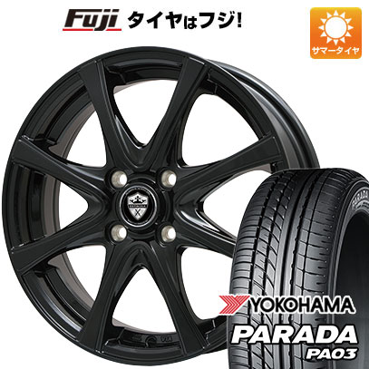 【新品 軽自動車】 夏タイヤ ホイール4本セット 165/55R14 ヨコハマ PARADA PA03 ブラックレター エルベ エステローザ FSV グロスブラック 4.5J 14インチ(送料無料)