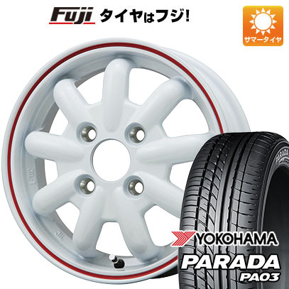 【新品 軽自動車】 夏タイヤ ホイール4本セット 165/55R14 ヨコハマ PARADA PA03 ブラックレター ブランドルライン ストレンジャーKST-9改 ホワイト/レッドライン 4.5J 14インチ(送料無料)