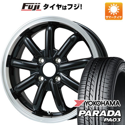 【新品 軽自動車】 夏タイヤ ホイール4本セット 165/55R14 ヨコハマ PARADA PA03 ブラックレター ブランドルライン ストレンジャーKST-9改 ブラック/リムポリッシュ 4.5J 14インチ(送料無料)