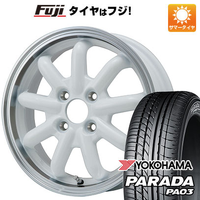 【新品 軽自動車】 夏タイヤ ホイール4本セット 165/55R14 ヨコハマ PARADA PA03 ブラックレター ブランドルライン ストレンジャーKST-9改 ホワイト/リムポリッシュ 4.5J 14インチ(送料無料)｜フジコーポレーション