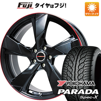 【新品国産車用5穴114.3】 夏タイヤ ホイール4本セット 235/55R20 ヨコハマ PARADA Spec-X プレミックス ヴェランV(グロスブラック/レッドリム) 8.5J 20インチ(送料無料)