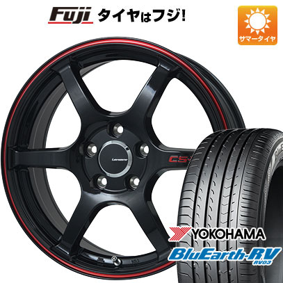 【パンク保証付き】【新品国産車用5穴100】 夏タイヤ ホイール4本セット 225/60R17 ヨコハマ ブルーアース RV-03 レアマイスター CS-V6(グロスブラック/レッドライン) 7J 17インチ(送料無料)