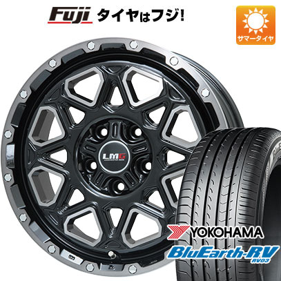 【パンク保証付き】【新品国産車用5穴114.3】 夏タイヤ ホイール4本セット 215/65R16 ヨコハマ ブルーアース RV-03 レアマイスター LMG モンタグナ(ブラックポリッシュ/ブラッククリア) 7J 16インチ(送料無料)|フジコーポレーション