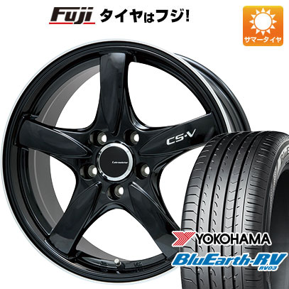 【パンク保証付き】【新品国産車用5穴114.3】 夏タイヤ ホイール4本セット 225/60R17 ヨコハマ ブルーアース RV-03 レアマイスター CS-V(グロスブラック/リムポリッシュ) 7.5J 17インチ(送料無料)