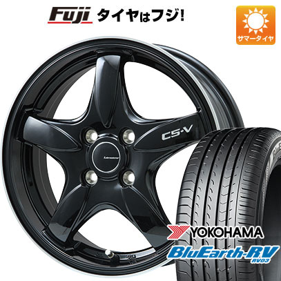 【パンク保証付き】【新品国産車用5穴100】 夏タイヤ ホイール4本セット 195/65R15 ヨコハマ ブルーアース RV-03 レアマイスター CS-V(グロスブラック/リムポリッシュ) 6J 15インチ(送料無料)