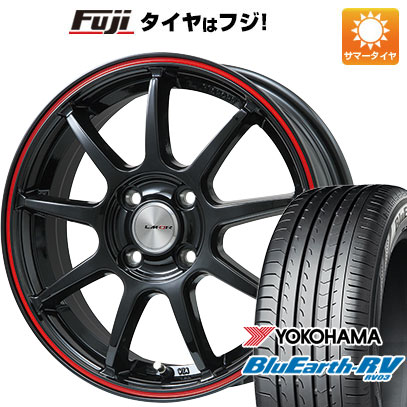 【パンク保証付き】【新品国産車用4穴100】 夏タイヤ ホイール4本セット 185/65R15 ヨコハマ ブルーアース RV-03 レアマイスター LMスポーツ LM-QR グロスブラック/レッドライン 6J 15インチ(送料無料)｜フジコーポレーション