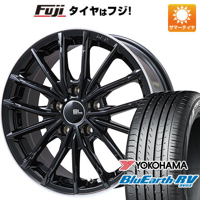 【パンク保証付き】【新品国産車用5穴114.3】 夏タイヤ ホイール4本セット 215/50R17 ヨコハマ ブルーアース RV-03 ブランドルライン DF-10M グロスブラック/リムポリッシュ 7J 17インチ(送料無料)