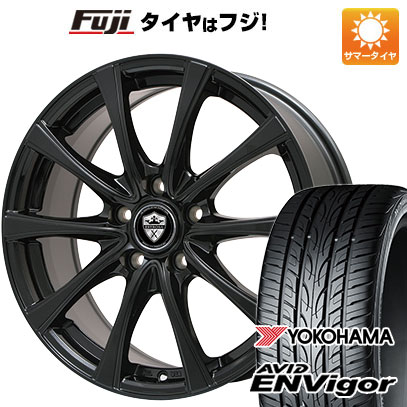 【新品国産車用5穴114.3】 夏タイヤ ホイール4本セット 225/55R18 ヨコハマ エイビッド エンビガーS321 エルベ エステローザ FSV グロスブラック 7.5J 18インチ(送料無料)｜フジコーポレーション