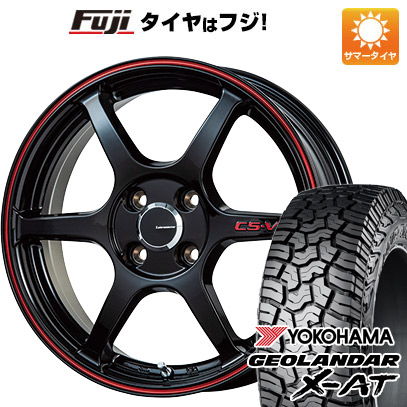 【新品 軽自動車】N-BOX タント スペーシア 夏タイヤ ホイール4本セット 155/65R14 ヨコハマ ジオランダー X-AT G016 RBL レアマイスター CS-V6(グロスブラック/レッドライン) 4.5J 14インチ(送料無料)