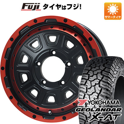 【新品】ジムニー 夏タイヤ ホイール4本セット 195R16C 104/102Q ヨコハマ ジオランダー X-AT G016 OWL レアマイスター LMG DS-10 マットブラック/レッドリム 5.5J 16インチ(送料無料)