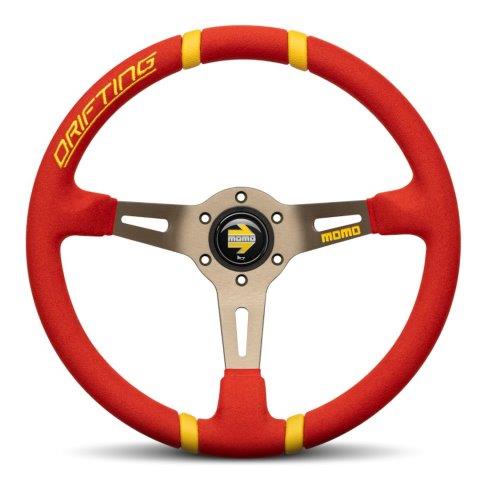 【正規輸入品】MOMO モモ ステアリング ハンドル DRIFTING ドリフティング マイクロファイバー RED 350Φ 85mm DEEP 送料無料（沖縄・離島除く）｜フジコーポレーション
