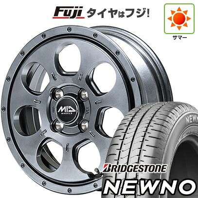 【新品 軽自動車】N-BOX タント スペーシア 夏タイヤ ホイール4本セット 155/65R14 ブリヂストン ニューノ(限定) MID WHEELS マッドエージェント 14インチ(送料無料) サマータイヤ｜フジコーポレーション 42,060円