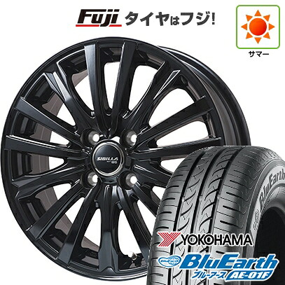 【新品】フィット 夏タイヤ ホイール4本セット 185/60R15 ヨコハマ ブルーアース AE-01F トピー シビラ NEXT W-5 グロスブラック【限定】 5.5J 15インチ(送料無料)