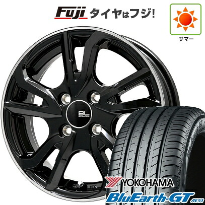 【新品】フィット 夏タイヤ ホイール4本セット 185/60R15 ヨコハマ ブルーアース GT AE51 ブランドルライン レツィオ ブラックリムポリッシュ 6J 15インチ(送料無料)
