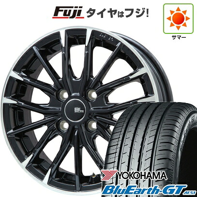 【新品】フィット 夏タイヤ ホイール4本セット 185/60R15 ヨコハマ ブルーアース GT AE51 ブランドルライン DF-10M グロスブラック/カットスポーク 6J 15インチ(送料無料)
