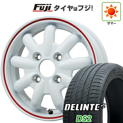 【新品 軽自動車】エブリイワゴン 夏タイヤ ホイール4本セット 165/60R14 デリンテ DS2(限定) ブランドルライン ストレンジャーKST-9改 ホワイト/レッドライン 4.5J 14インチ(送料無料)