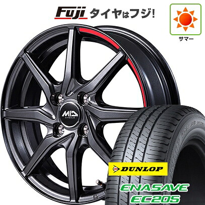 【新品 軽自動車】エブリイワゴン 夏タイヤ ホイール4本セット 165/50R15 ダンロップ エナセーブ EC205 MID WHEELS RX810 アクティブブラック 4.5J 15インチ(送料無料)