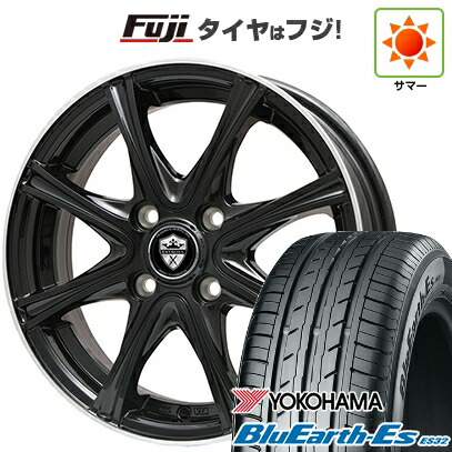 【新品国産車用4穴100】 夏タイヤ ホイール4本セット 185/65R14 86 H ヨコハマ ブルーアース ES32 エルベ エステローザ MZV ブラックリムポリッシュ 5.5J 14インチ(送料無料)