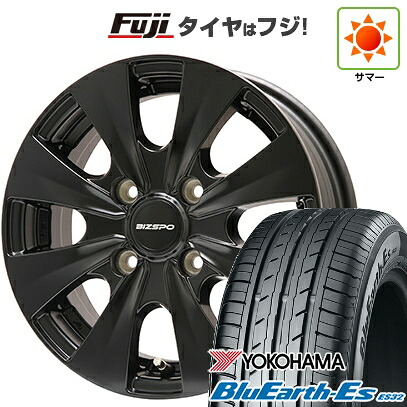 【新品国産車用4穴100】 夏タイヤ ホイール4本セット 185/65R14 86 H ヨコハマ ブルーアース ES32 エルベ ビズスポ セミグロスブラック 5J 14インチ(送料無料)