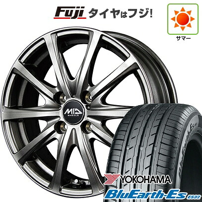 【新品国産車用4穴100】 夏タイヤ ホイール4本セット 185/65R14 86 H ヨコハマ ブルーアース ES32 MID WHEELS V25 メタリックグレー 5.5J 14インチ(送料無料)