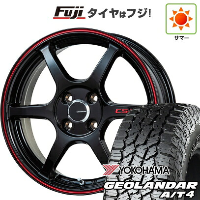 【新品 軽自動車】ハスラー デリカミニ(4WD) 夏タイヤ ホイール4本セット 165/60R15 ヨコハマ ジオランダー A/T4 G018 RBL レアマイスター CS-V6(グロスブラック/レッドライン) 5J 15インチ(送料無料)