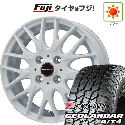 【新品 軽自動車】タフト ソリオ 夏タイヤ ホイール4本セット 165/65R15 ヨコハマ ジオランダー A/T4 G018 RBL ビッグウエイ レイシーン プラバ9MJrII ホワイト 4.5J 15インチ(送料無料)